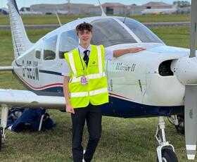Henry H Aspiring Pilot and Jane Austen College Sixth Form Student Takes to the Skies in First Solo Flight Oct 2023 (4)